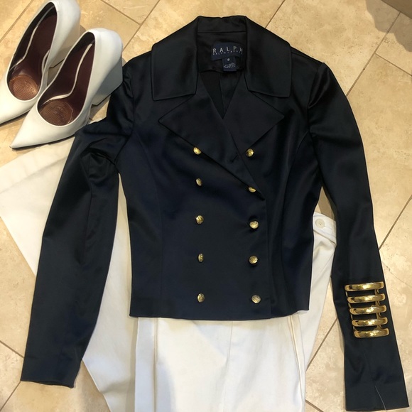 Ralph by Ralph Lauren satin navy jacket 8